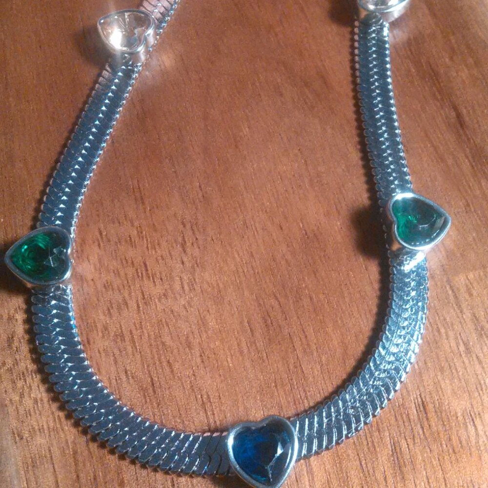 Quintessence of Love Multi Color Austrian Crystal Station Choker Necklace - Picture 3 of 9